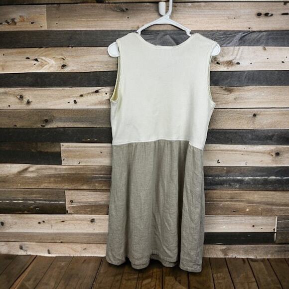 Vintage Barbara Lesser Womens large Flax Boho Mini Dress summer beach - Picture 2 of 4